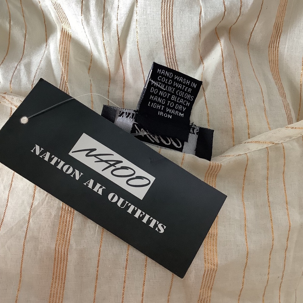 NWT NA00 NATION AK OUTFITS PLUS 2X IVORY BLOUSE TUNIC MINIDRESS GOLDEN STRIPES - Picture 16 of 16